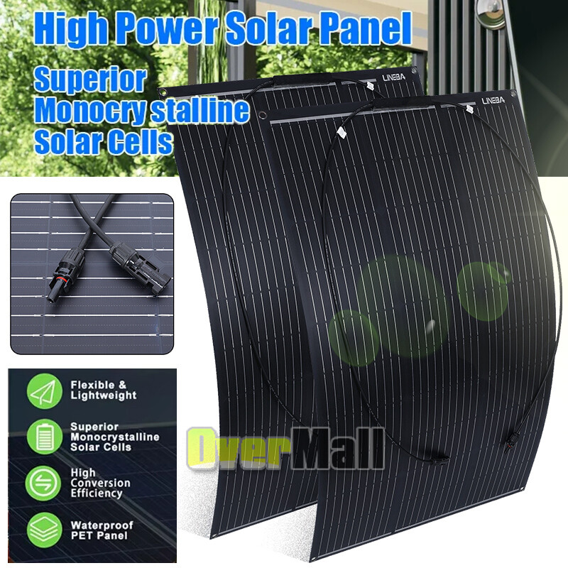 600W Watt Monocrystalline Solar Panel 12V Charging RV Camping Home Off-Grid Boat