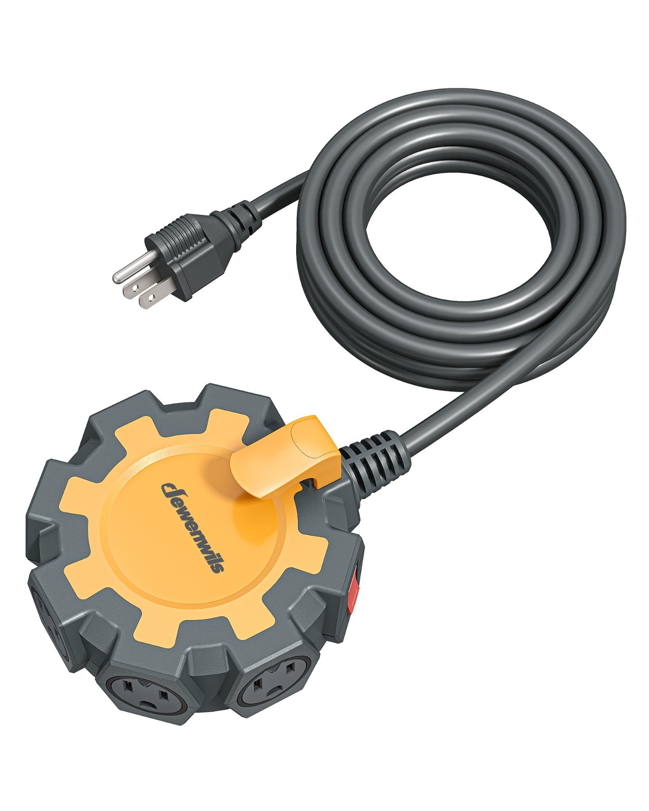 DEWENWILS 15FT Garage Extension Cord, 6-Outlet Circular Hub, Hook Design