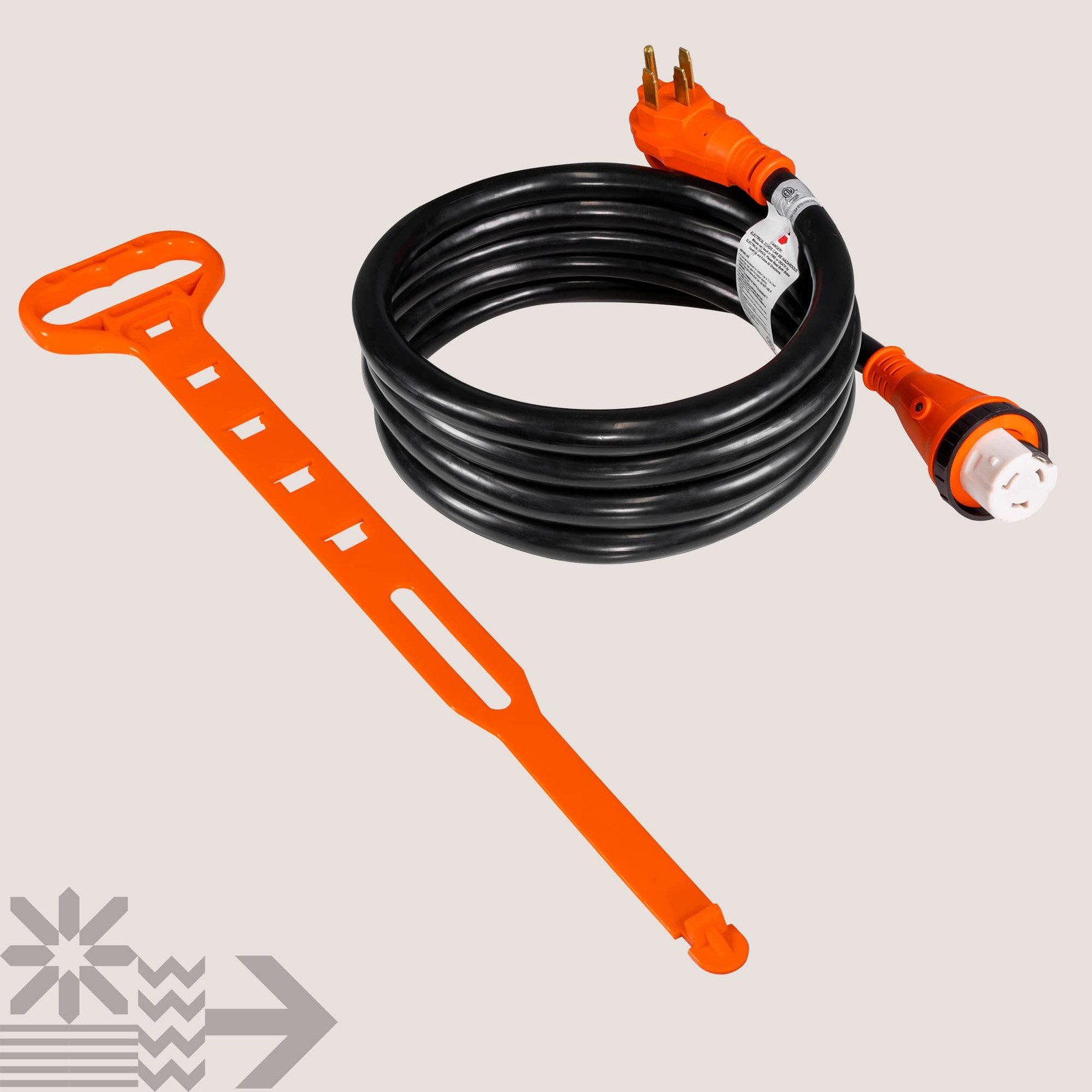 True Mods 15 ft 125V 250V 50 Amp RV Generator Power Extension Cord 15 Feet