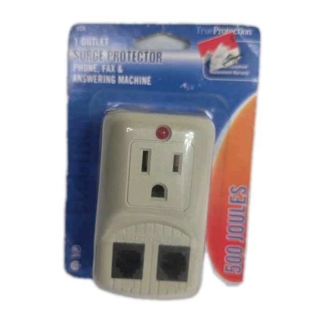 True Protection Surge Protector 1 Outlet, Phone Fax & Answering Machine Open Box