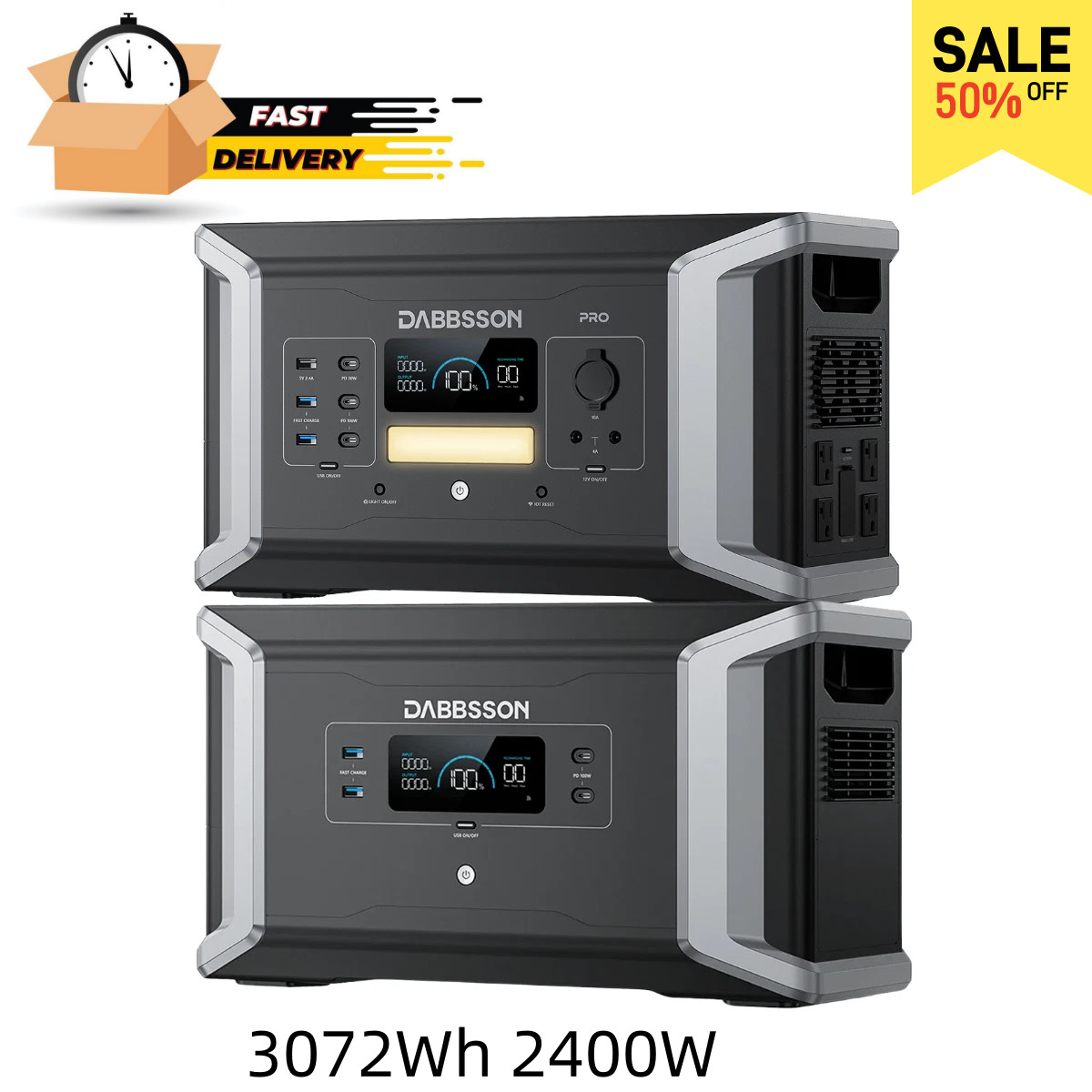 🔥3072Wh 2400W Portable Power Station DBS1000Pro with Expanable Battery Dabbsson
