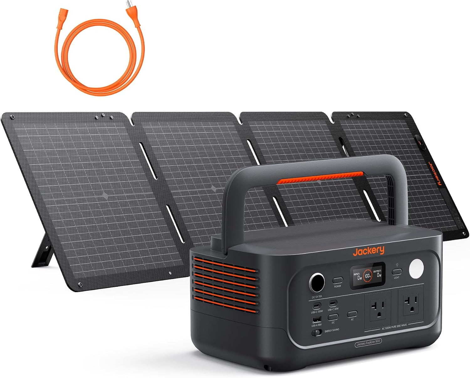 Jackery Explorer 500 V2 Portable Power Station with 100W Solar Panel, 512Wh Life
