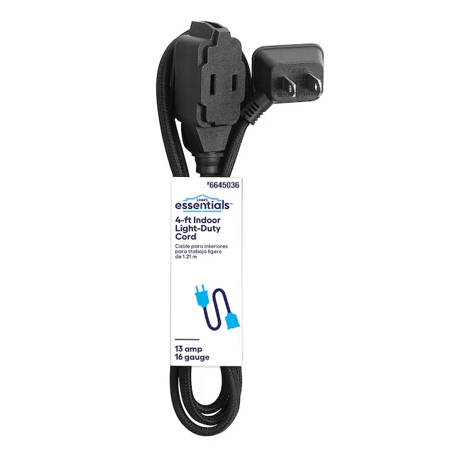 4-ft 16 / 26 Light Duty 2 Prong Indoor Extension Power Cord