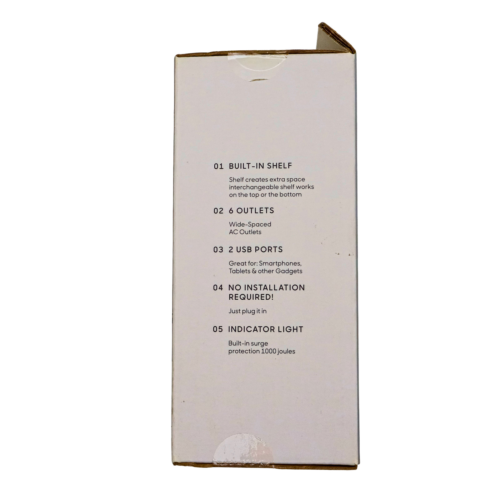 Sharper Image Surge Protection Socket Shelf 8in x 3.25in White