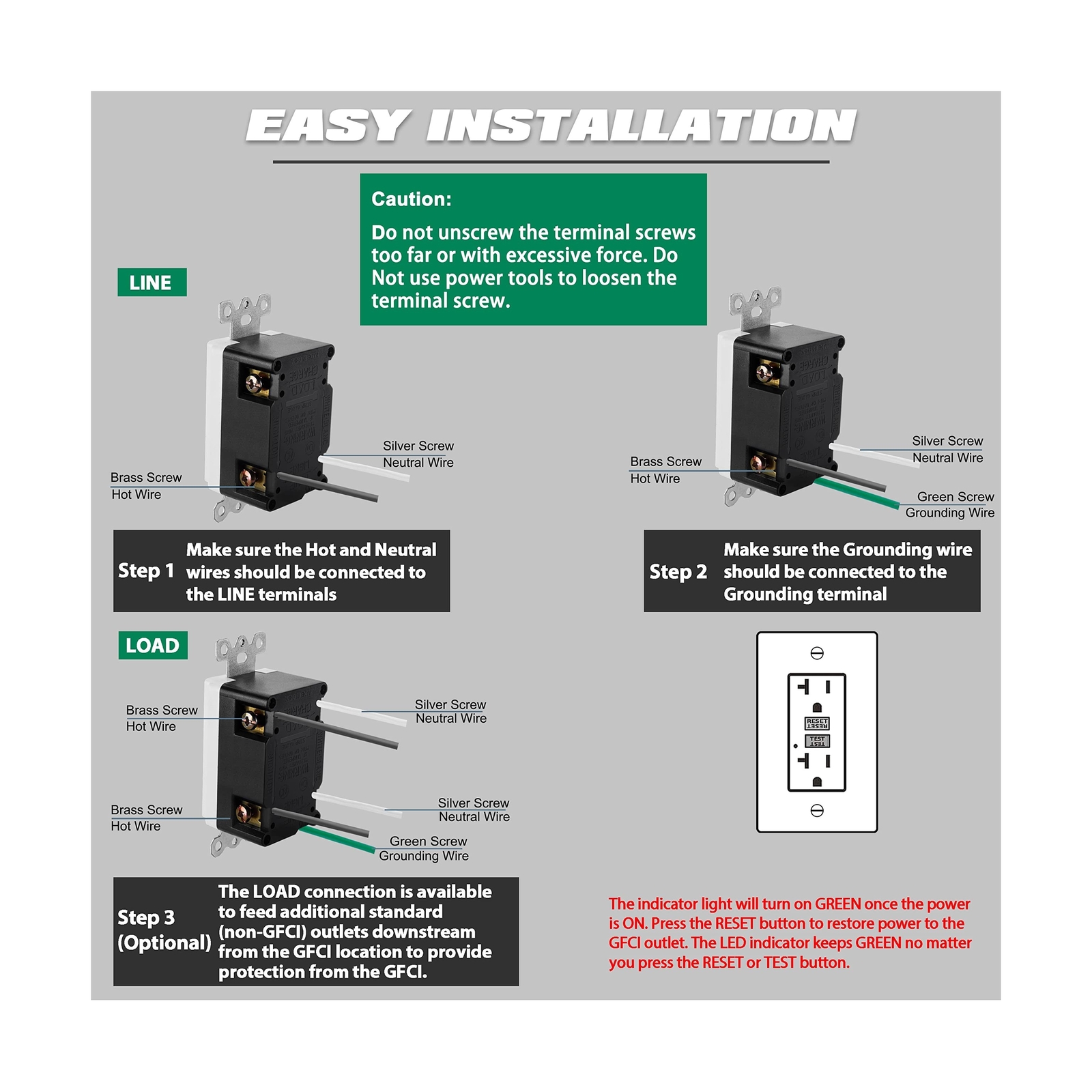 ELECTECK 50 Pack GFCI Outlets 20 Amp, Non-Tamper Resistant, Decor GFI Recepta…