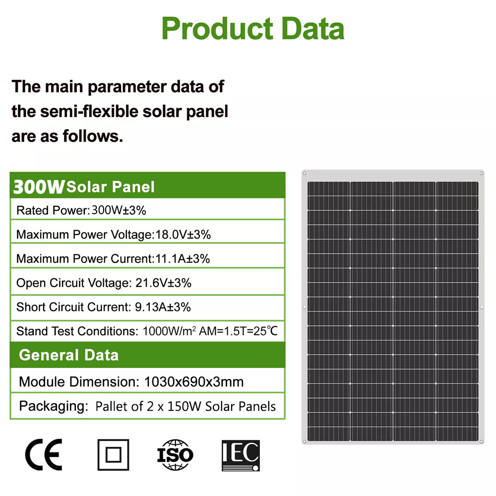 Monocrystalline Solar Panel Pallet of 2*150W RV Camping Off Grid Caravan Boat US
