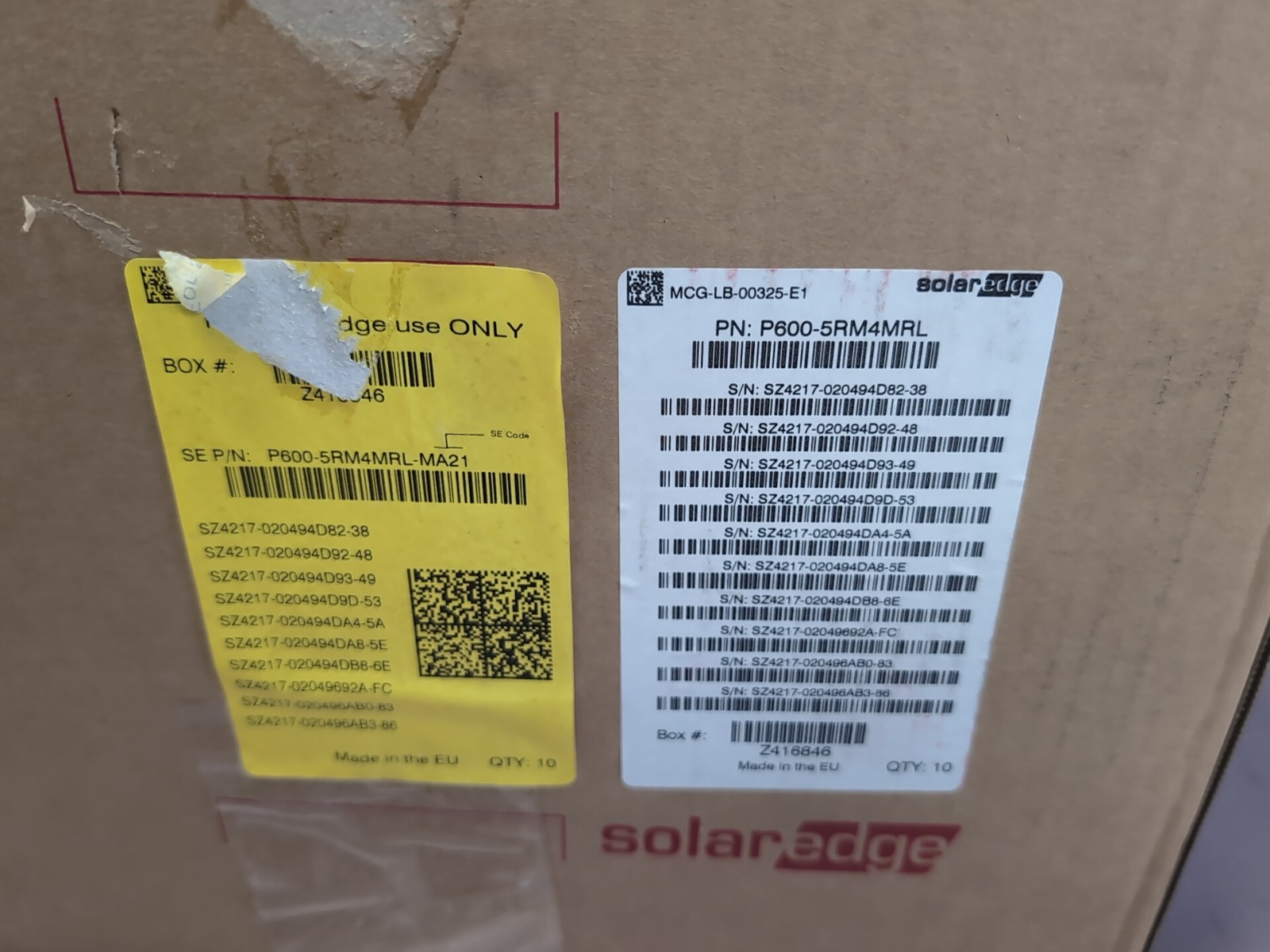 SolarEdge X 10 Solar Optimizer P600-5RM4MRL 600W X 10 Units