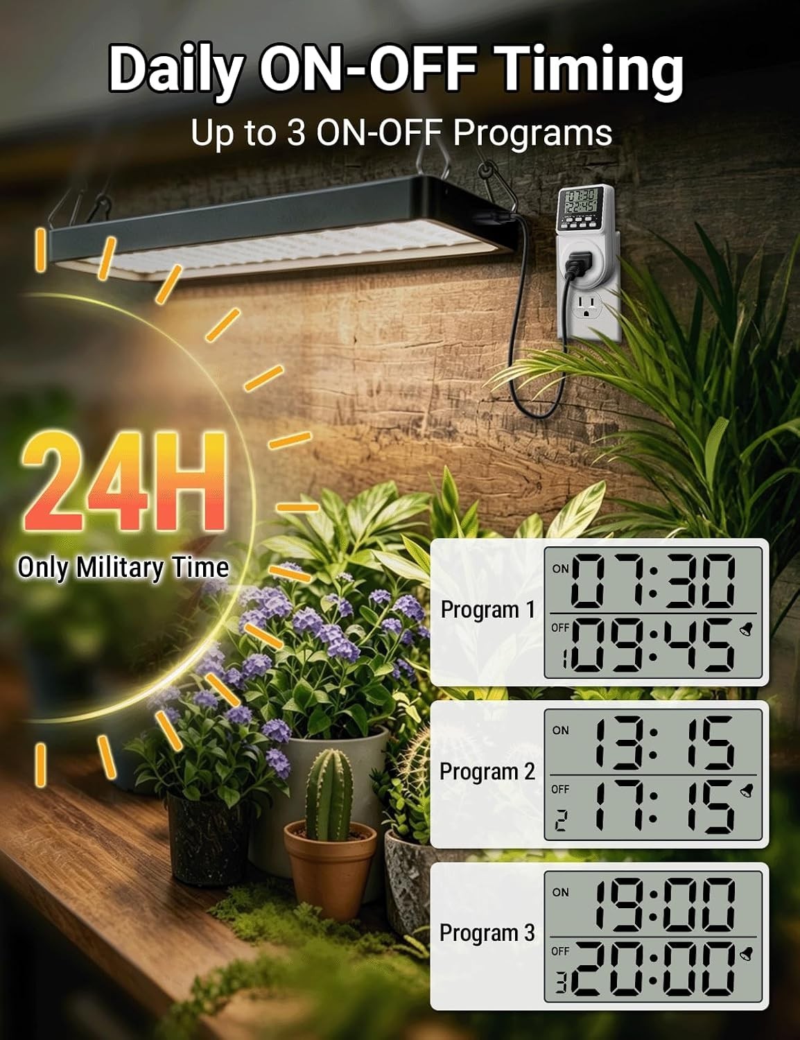 24 Hour Programmable Timer Switch for Outlets 120V 15A Indoor Energy Saver