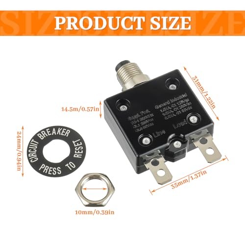 15 Amp Push Button Circuit Breaker 125-250V AC 50V DC | L1 Series Manual 15A