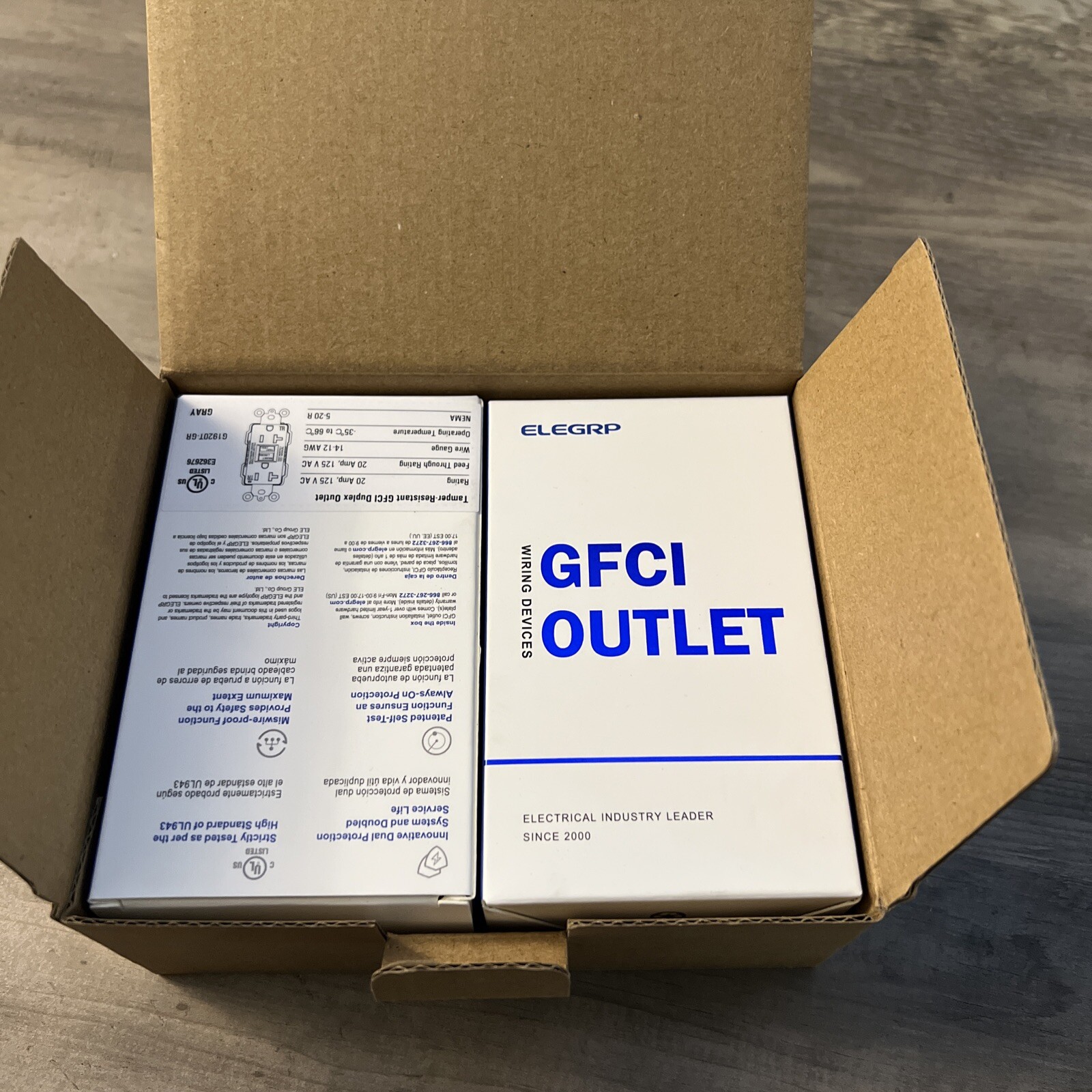 20 AMP Duplex GFCI Receptacle With lED Indicator 2 Pk Gray