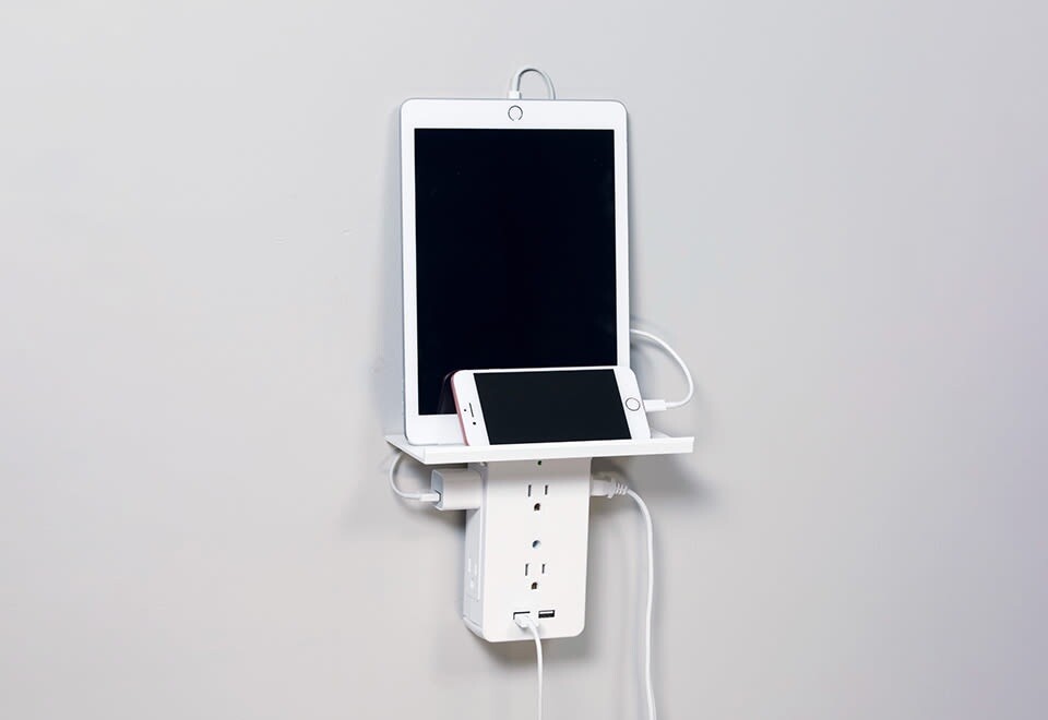Sharper Image Socket Shelf Cordless Wall 6-Outlet Extender – White