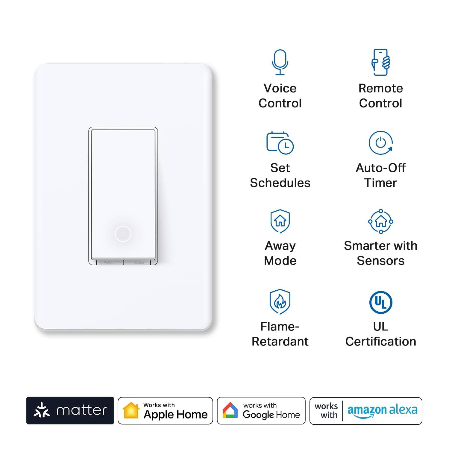 TP-Link Tapo Matter Smart Light Switch: Voice Control w/Siri, 2-Pack, White