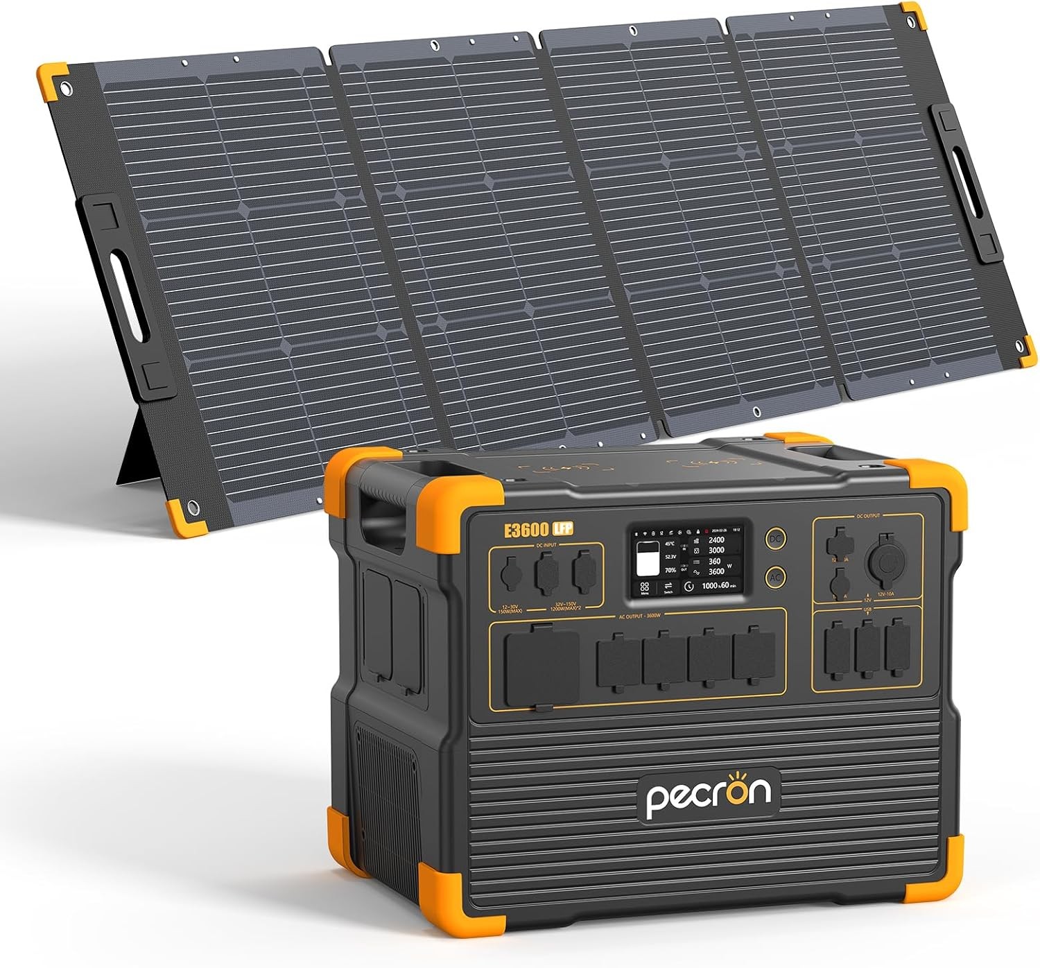 E3600LFP 3072Wh Pecron Portable Power Station Solar Generator w/300W Solar Panel
