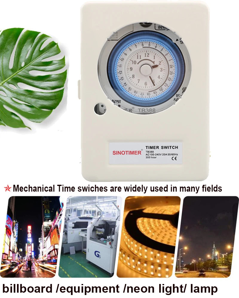Quartz Timer Switch 100-240V 20A DIN Rail 24H 15Min Waterproof Mechanical Tools