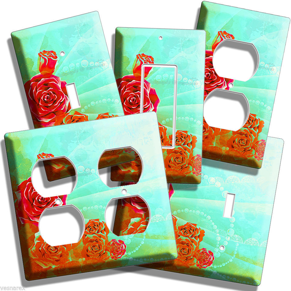 BEAUTIFUL BOUQUET OF RED ROSES LIVING ROOM DECORATION LIGHT SWITCH OUTLET PLATES