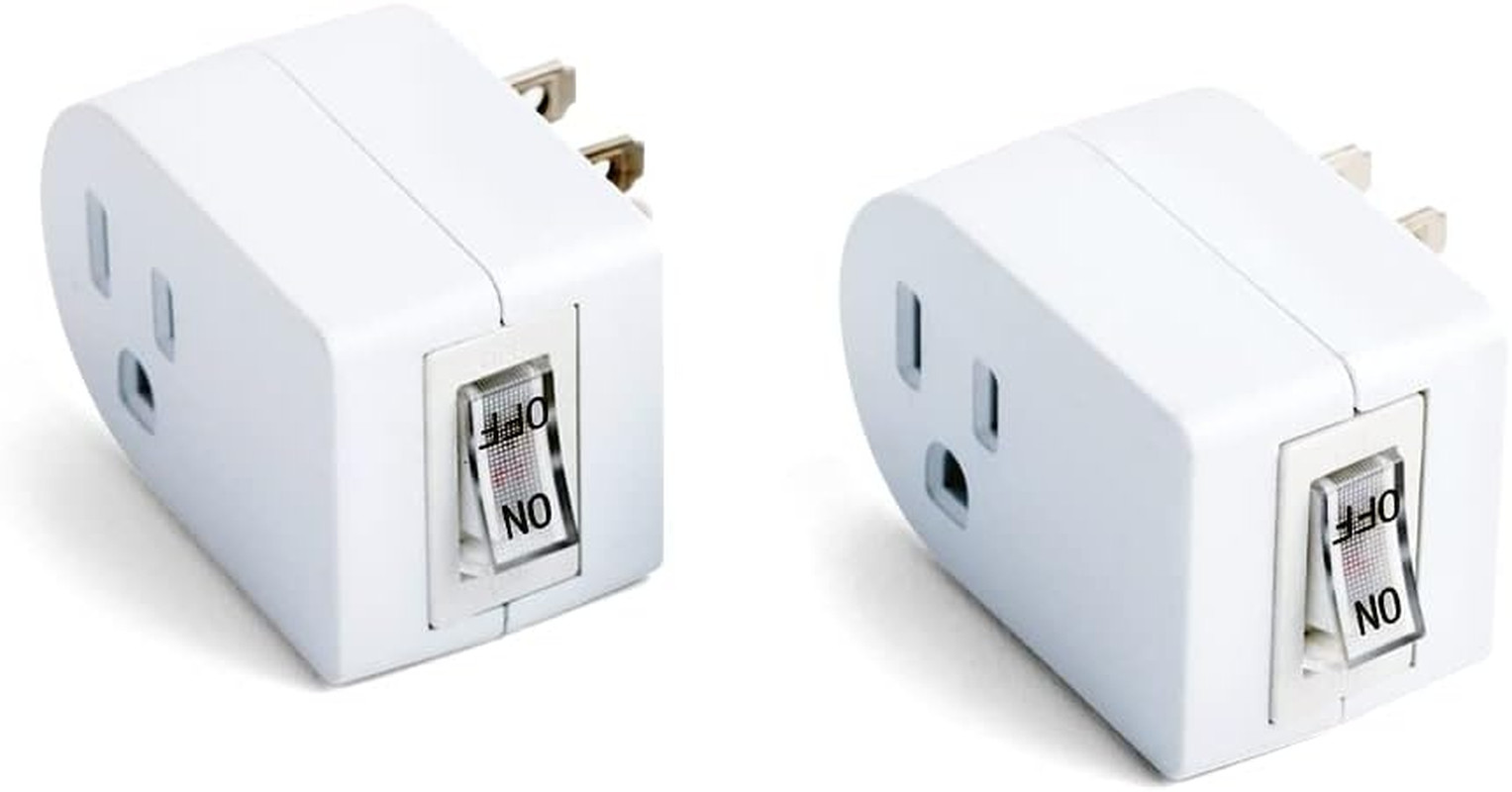 PS27 Grounded Outlet On/Off Power Switch with Amber Light, ETL Listed, White, 2-