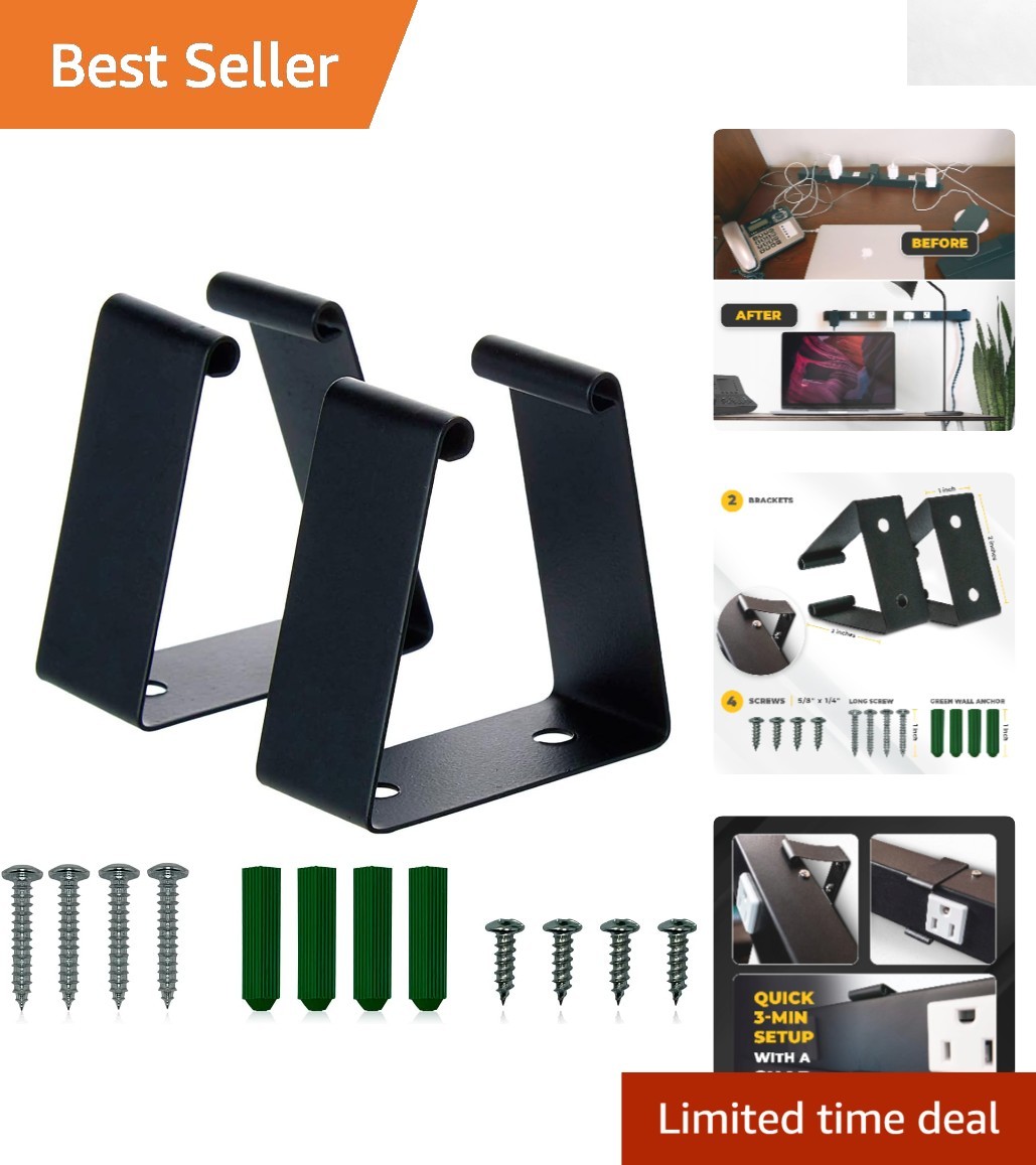 Versatile Metal Power Strip Mounting Brackets for 12 Outlets – Easy Installation