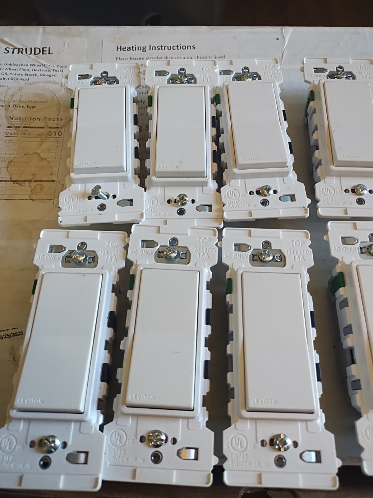 12 White Leviton Rocker Switches 15A 120/277V 3RJW Easy Installation