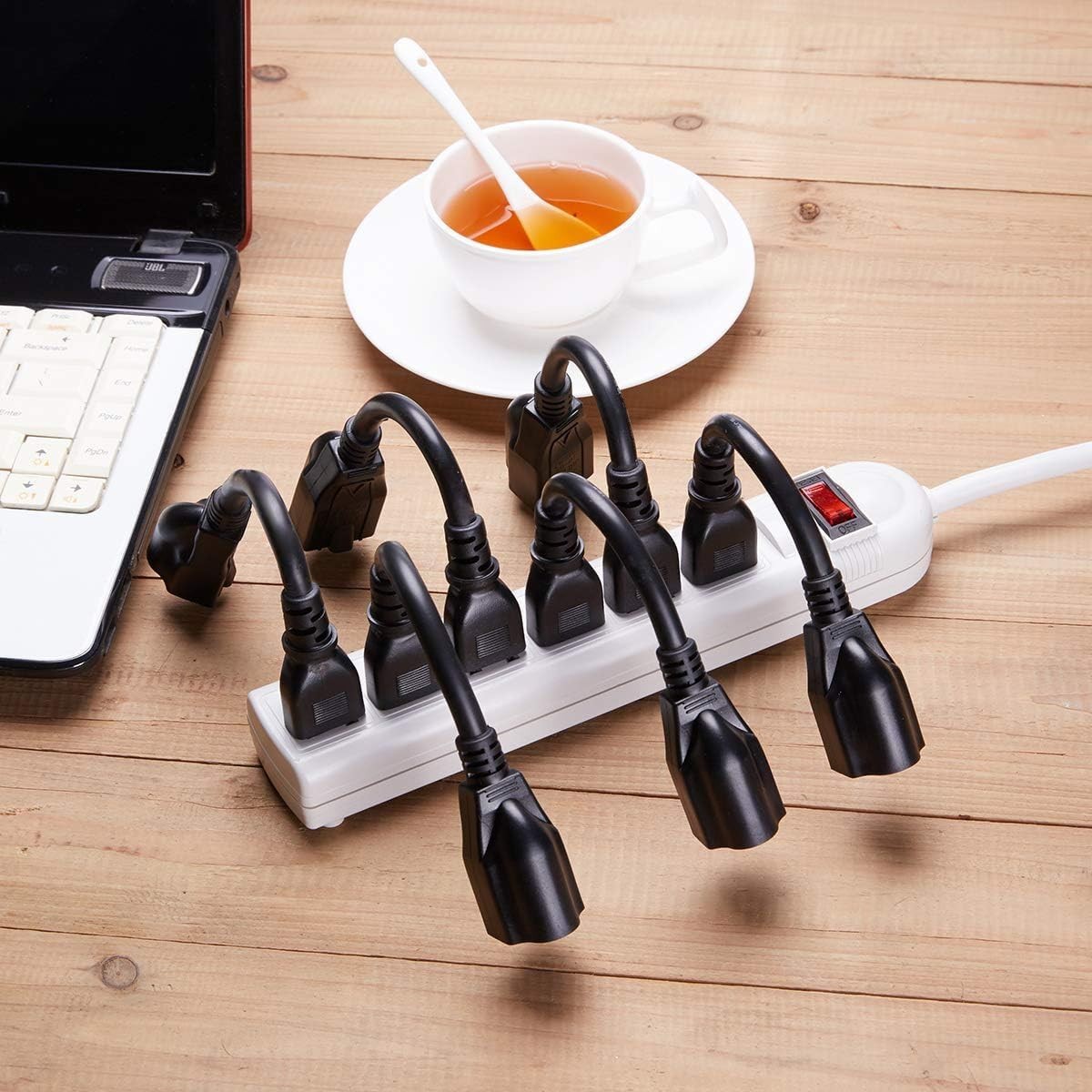 Miady Short Power Extension Cord Outlet Saver, 16AWG/13A, 3 Prong 10 Pack, Black