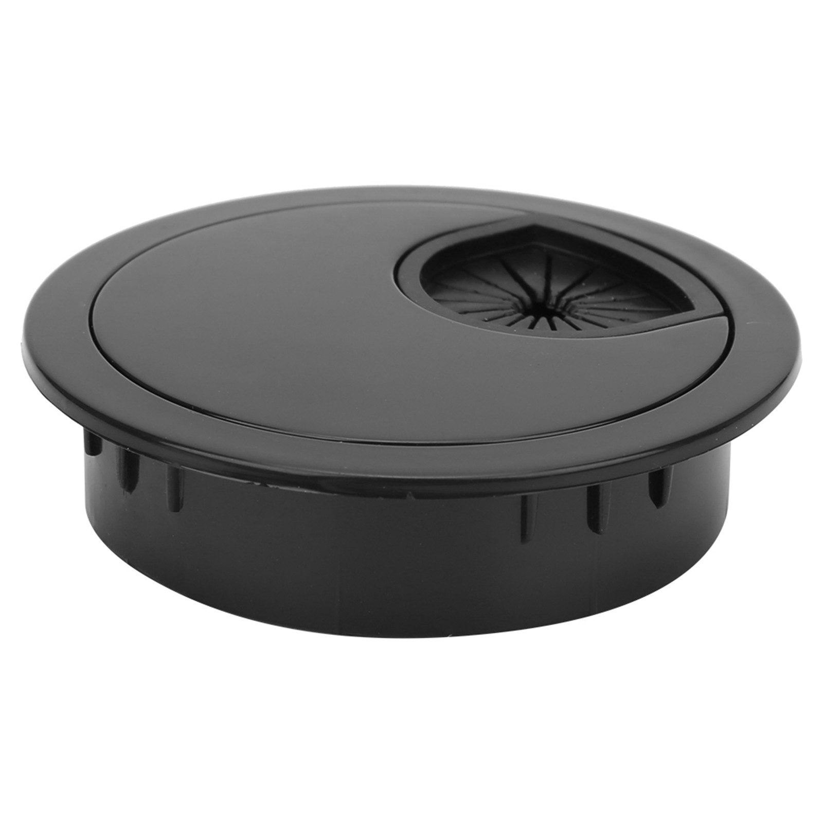 10 Pcs Wiring Grommet Bright Black Desktop ABS Plastic Wire Hole Port Organizer