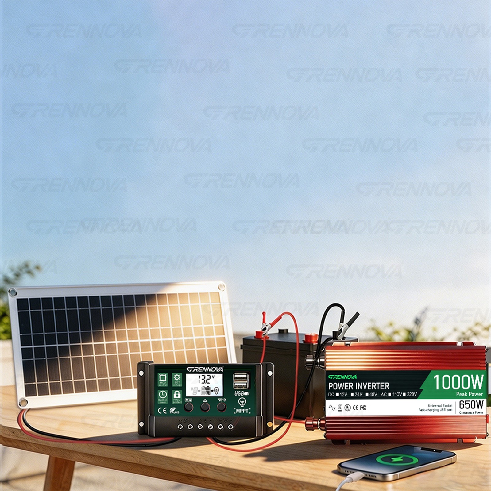 Grennova 1000W Solar Kit 35W Panel 60A MPPT RV Home Cabin Backup Power
