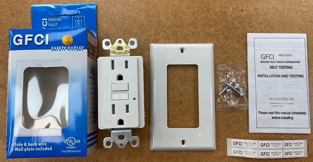 50PK 15AMP GFCI Safety Outlet Receptacle w/ Wall Plate LED TRIP Indicator TR WR
