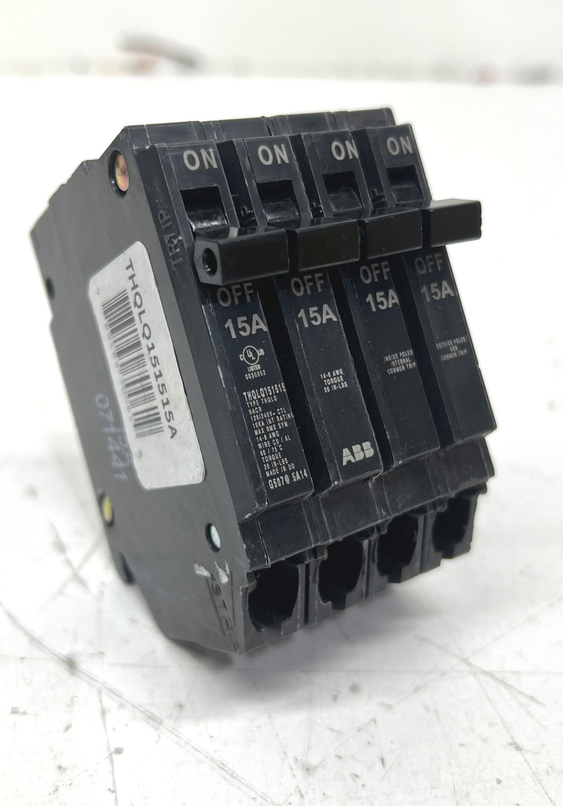 ABB 2-15 Amp Single-Pole 1-15 Amp Double-Pole Quad 120/240V Circuit Breaker
