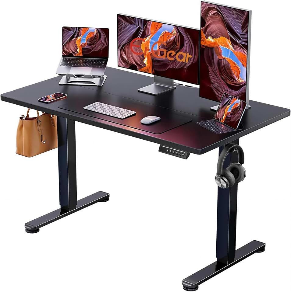 ErGear 48 X 24 Inch Height Adjustable Electric Standing Desk, Black