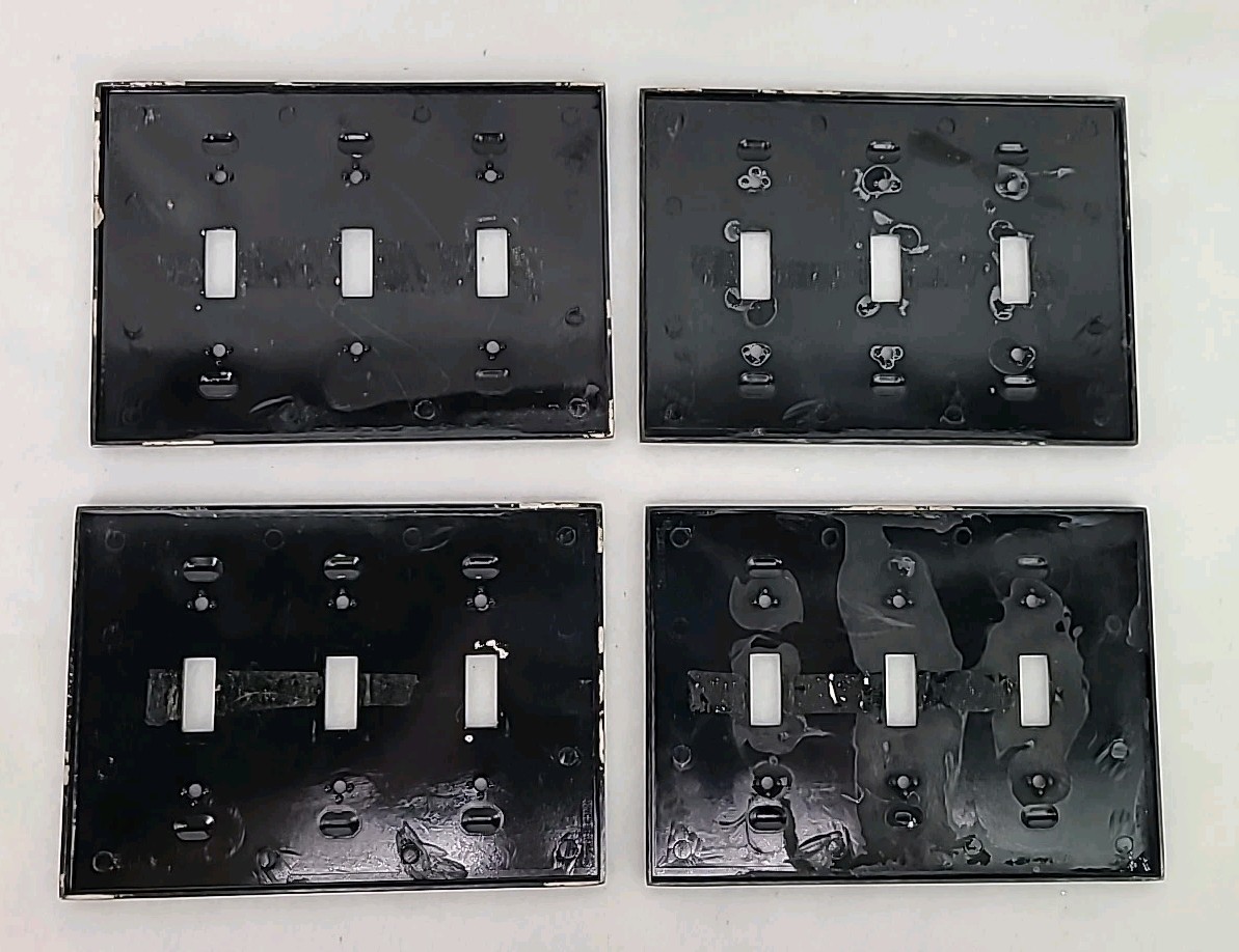 Lot of 4 Unbranded Steel Bronze 3Toggle Light Switch Plate No Hardware Included