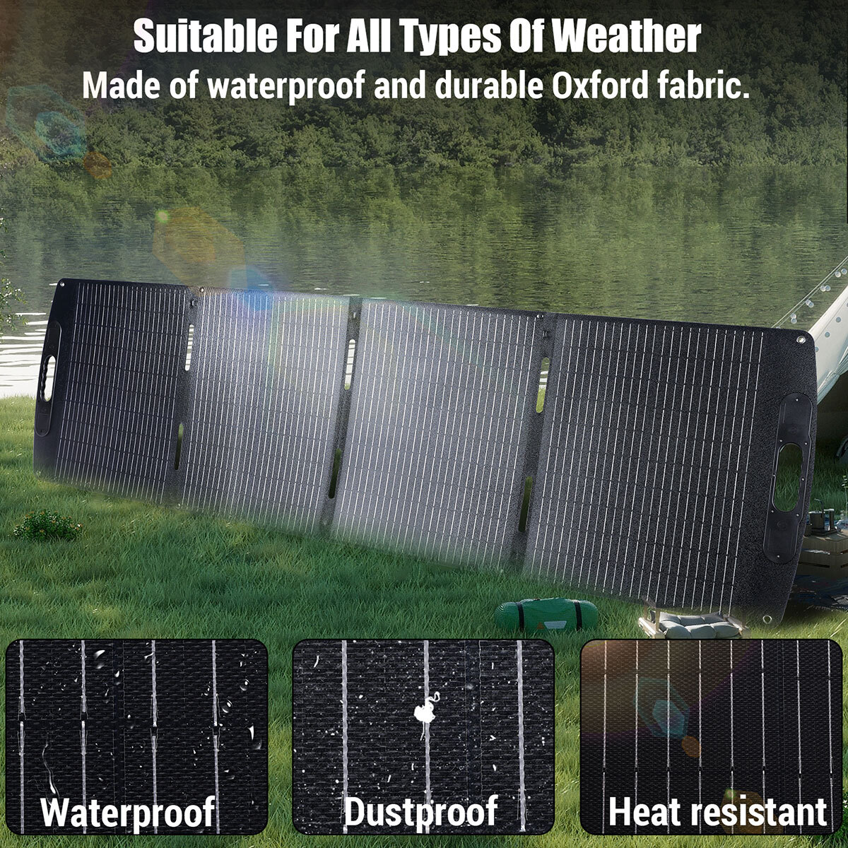 Panel solar portátil plegable, cargador solar de 100W 200W IP65 para RV CAMPING