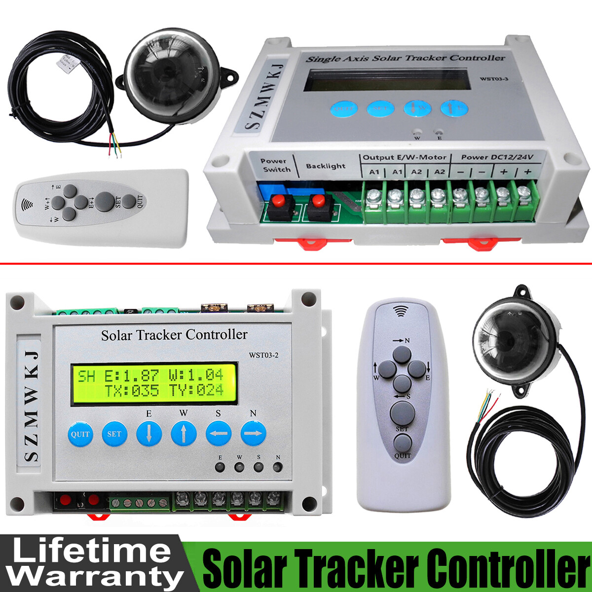 Auto-Tracking Single/Dual Axis LCD Solar Panel Tracker Controller + IR Remote AT