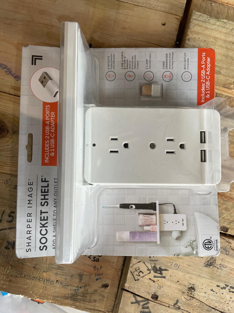 6-Outlet Cordless Wall Extender with 2-USB Ports and 1-USBC Adapter
