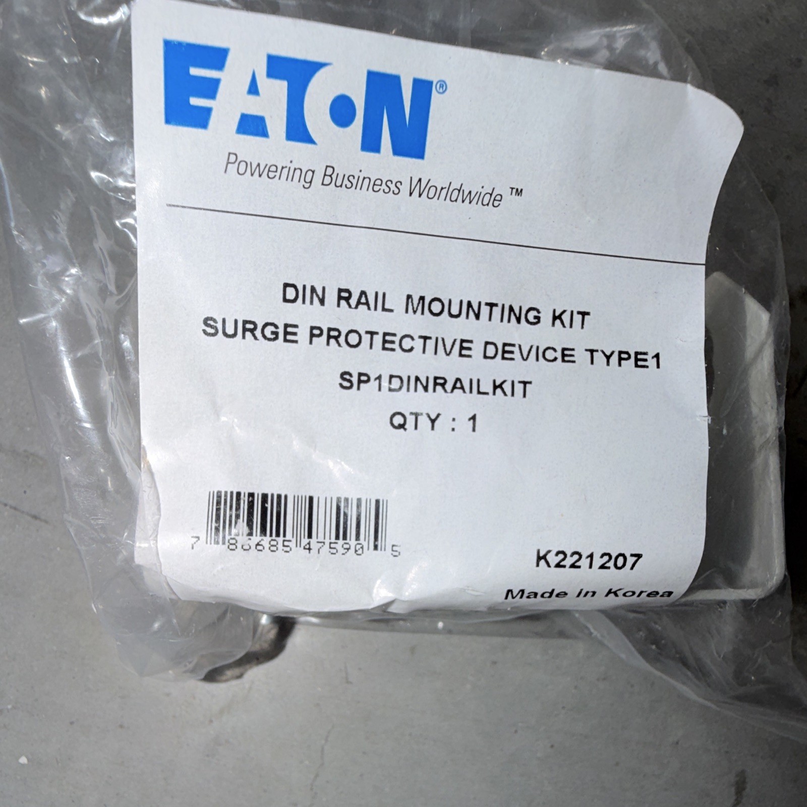 Eaton DIN Rail Mounting Kit for Type 1 Surge Protector SP1DINRAILKIT