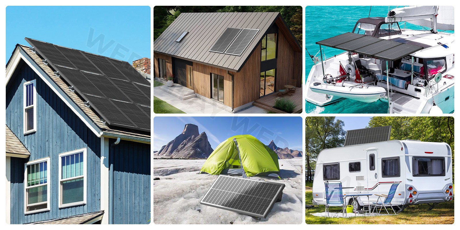100 Watt Solar Panel Bifacial 12V Home PV Power Off-Grid RV Camper System Carava