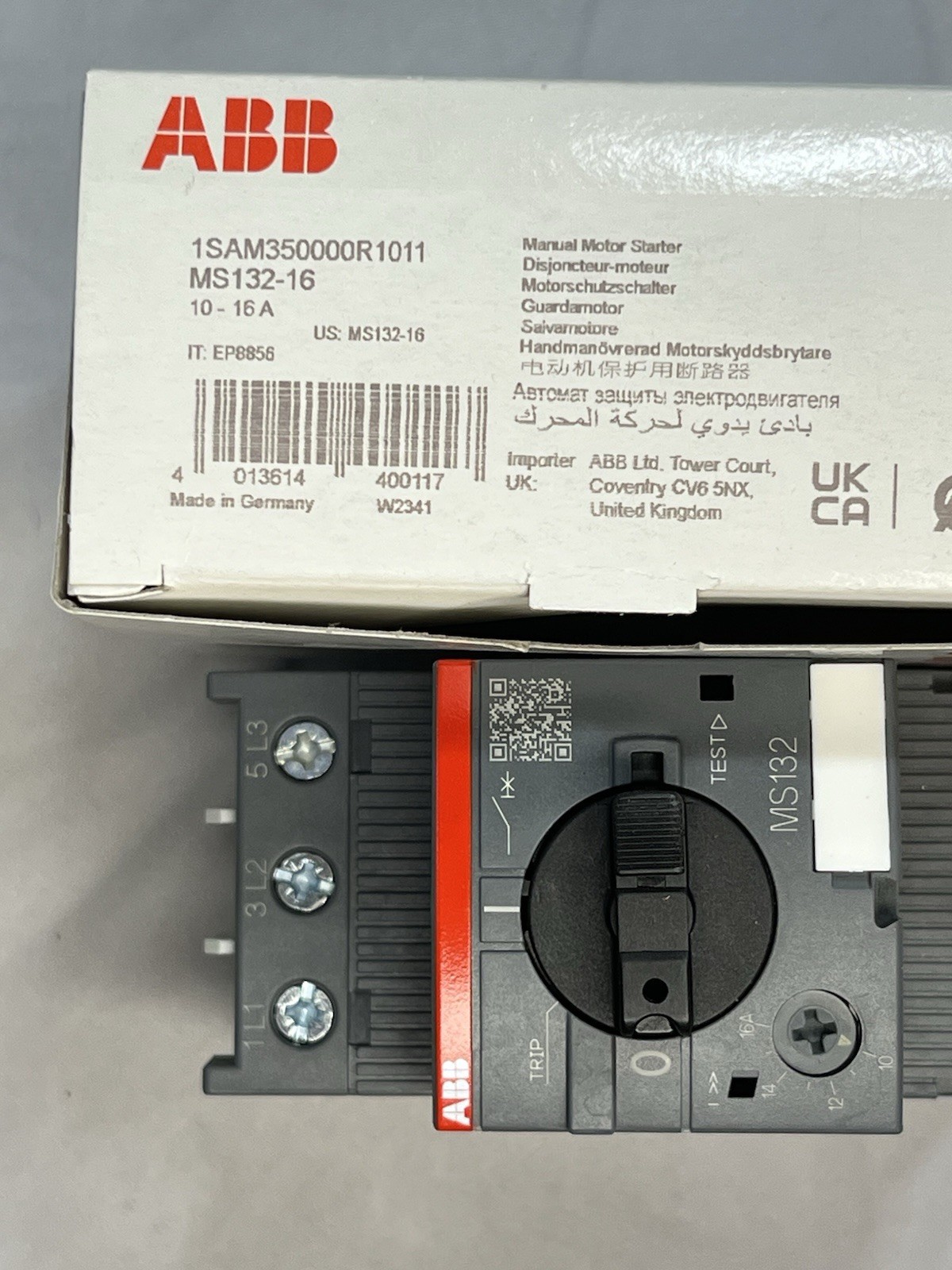 ABB MS132-16 Manual Motor Starter 10 16A 1SAM350000R1011 US STOCK BRAND NEW