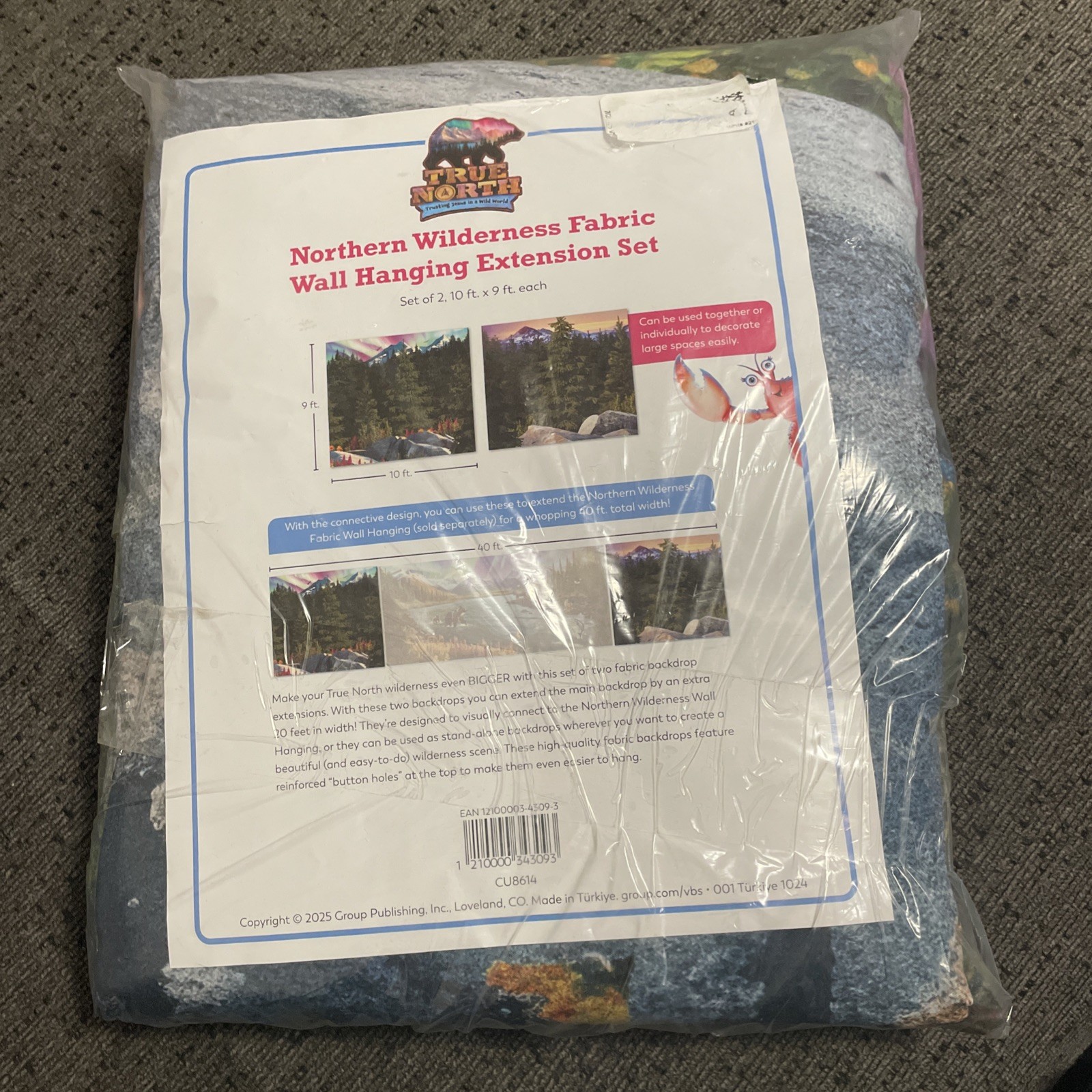 Northern wilderness fabric wall hanging extension set. Set of two, 10ft X 9ftnew