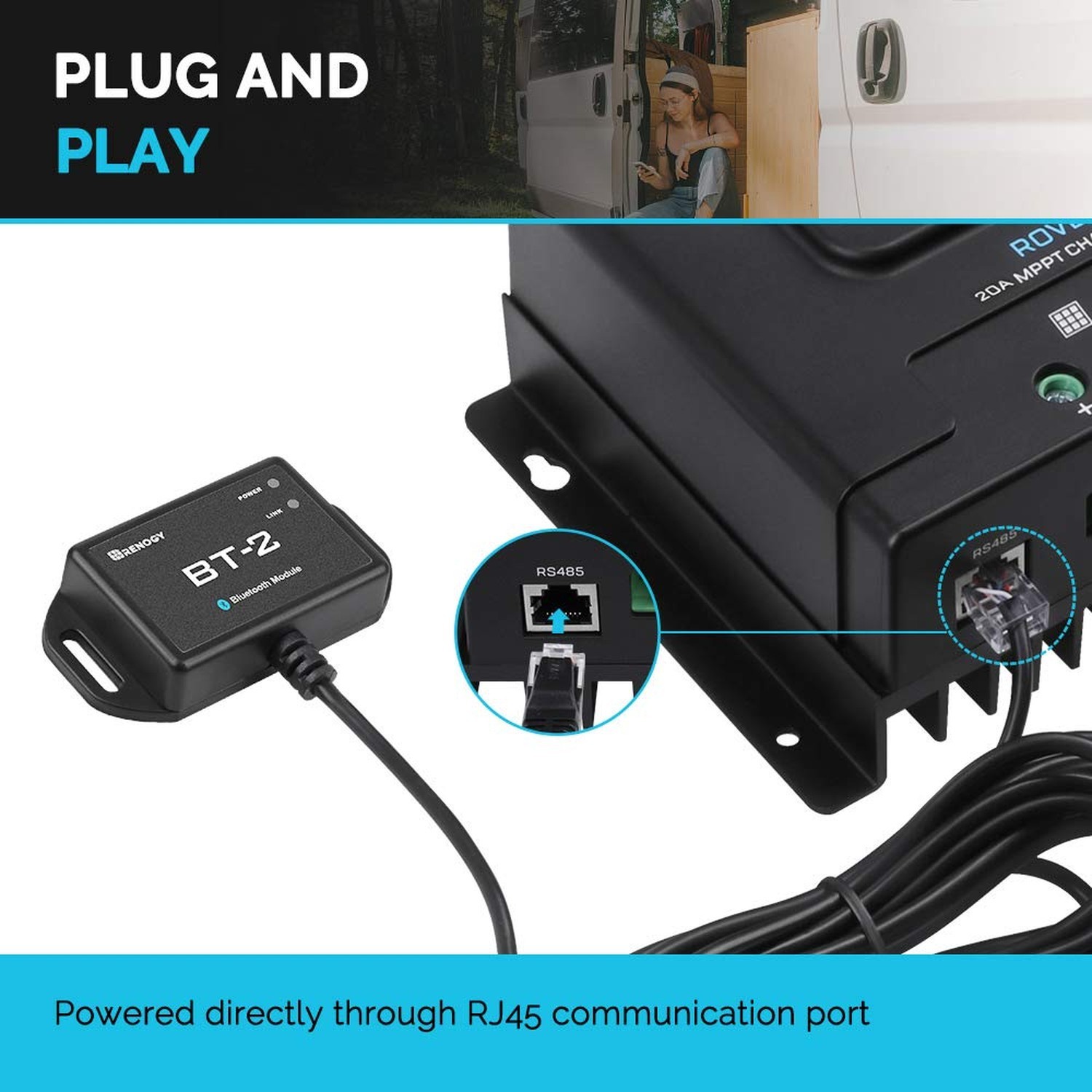 Renogy BT-2 Bluetooth Module RJ45 Communication Port Wirelessly Monitor Real-…
