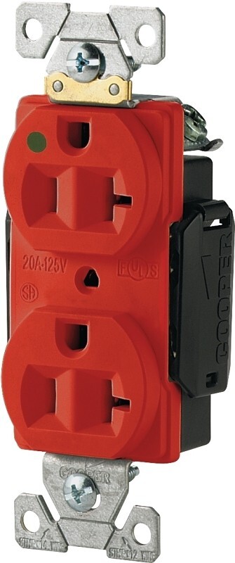 Eaton AH8300RD RED Duplex Receptacle, 2 -Pole, 20 A, 125 V, Back, Side Wiring