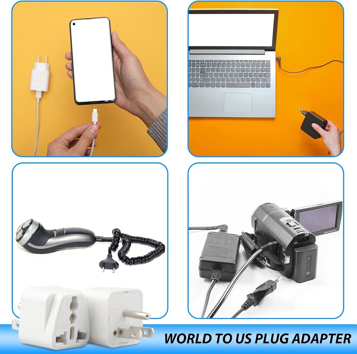 1-500 Pcs European EU To US American Adapter Plug Converter Euro Asia to USA Lot