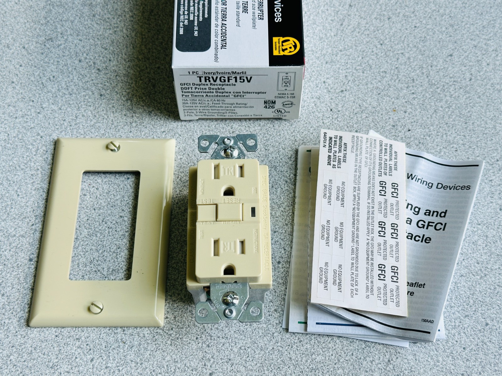 NEW Cooper TRVGF15V Heavy Duty Tamper Resistant GFCI GFI Outlet 5-15R 15A IVORY