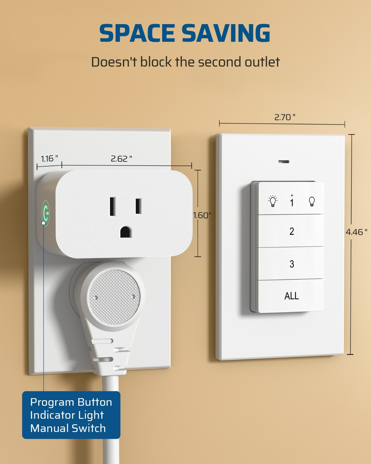 DEWENWILS Wireless Light Switch,No Wiring,2 Plug Outlet,100 Ft Range,FCC Listed