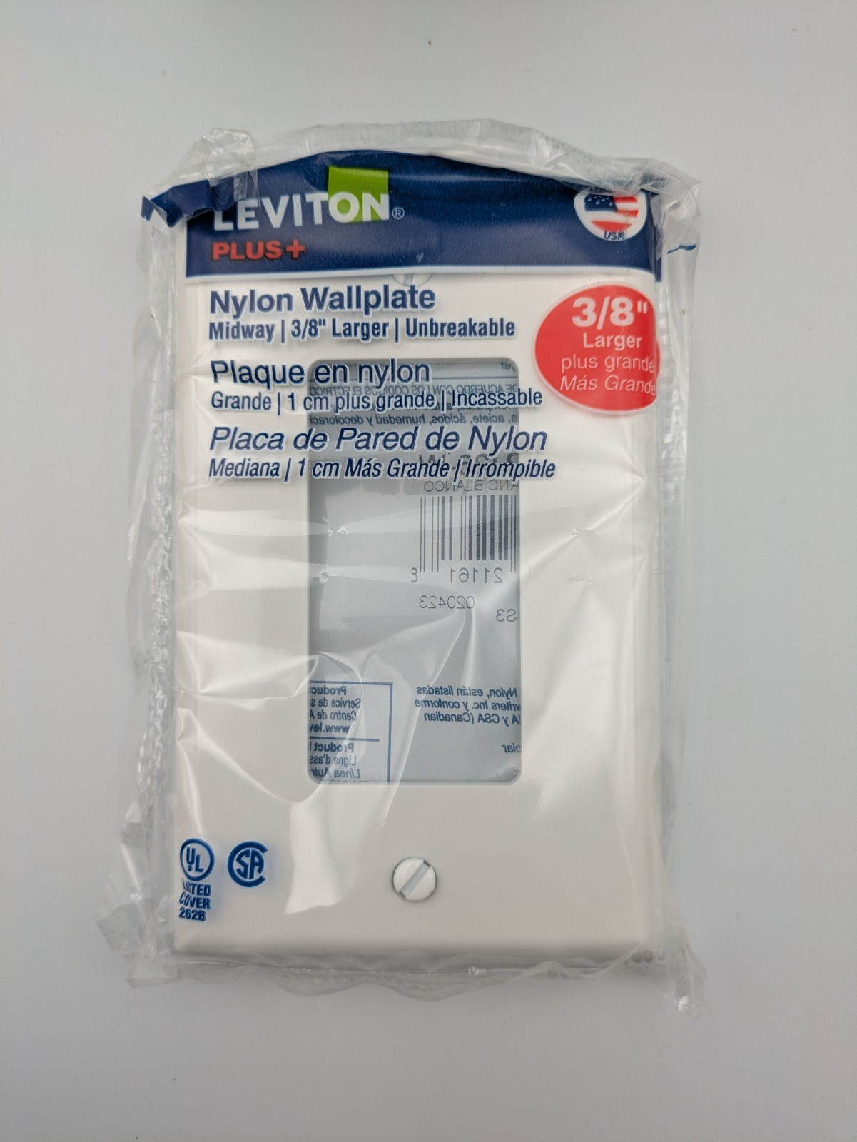 Leviton PJ26-WM Decora Wall Plate Midway Medium Nylon White USA Pack of 10 – P26