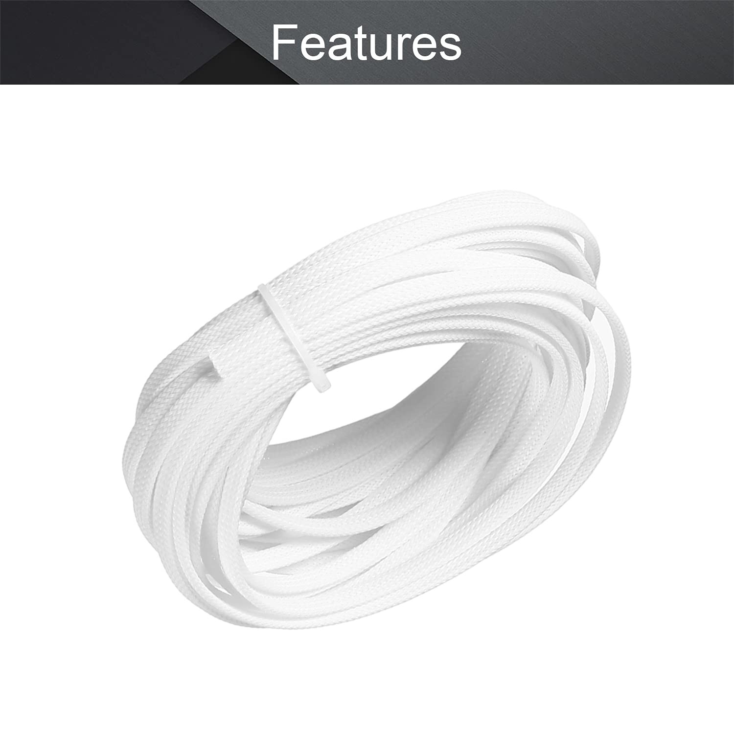 Othmro 32.8ft Length PET Flexible Expandable Braided 0.15″ Dia/32.8Ft, White
