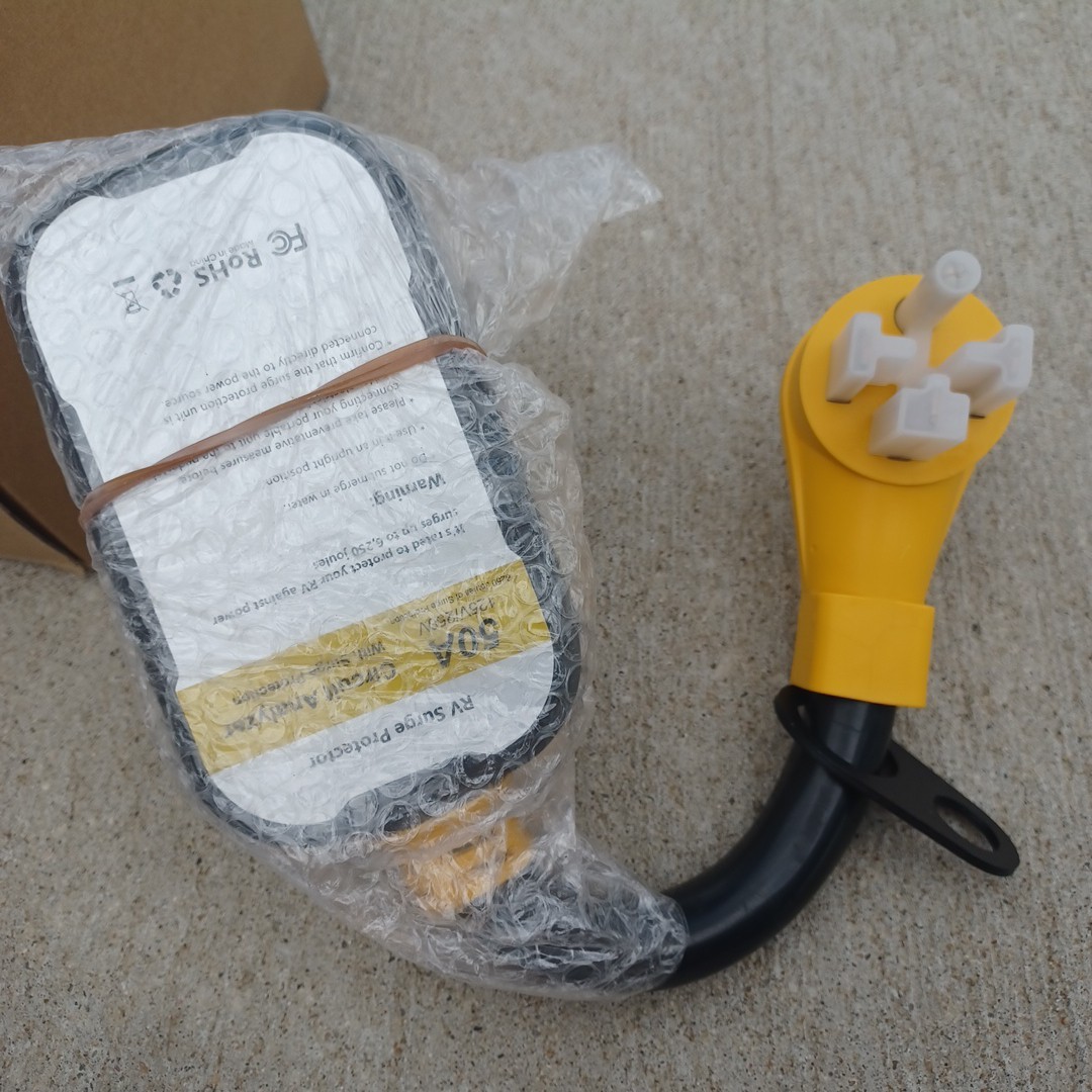 New Generation RV Surge Protector 50 amp with Waterproof Cover up to 6250 Joules