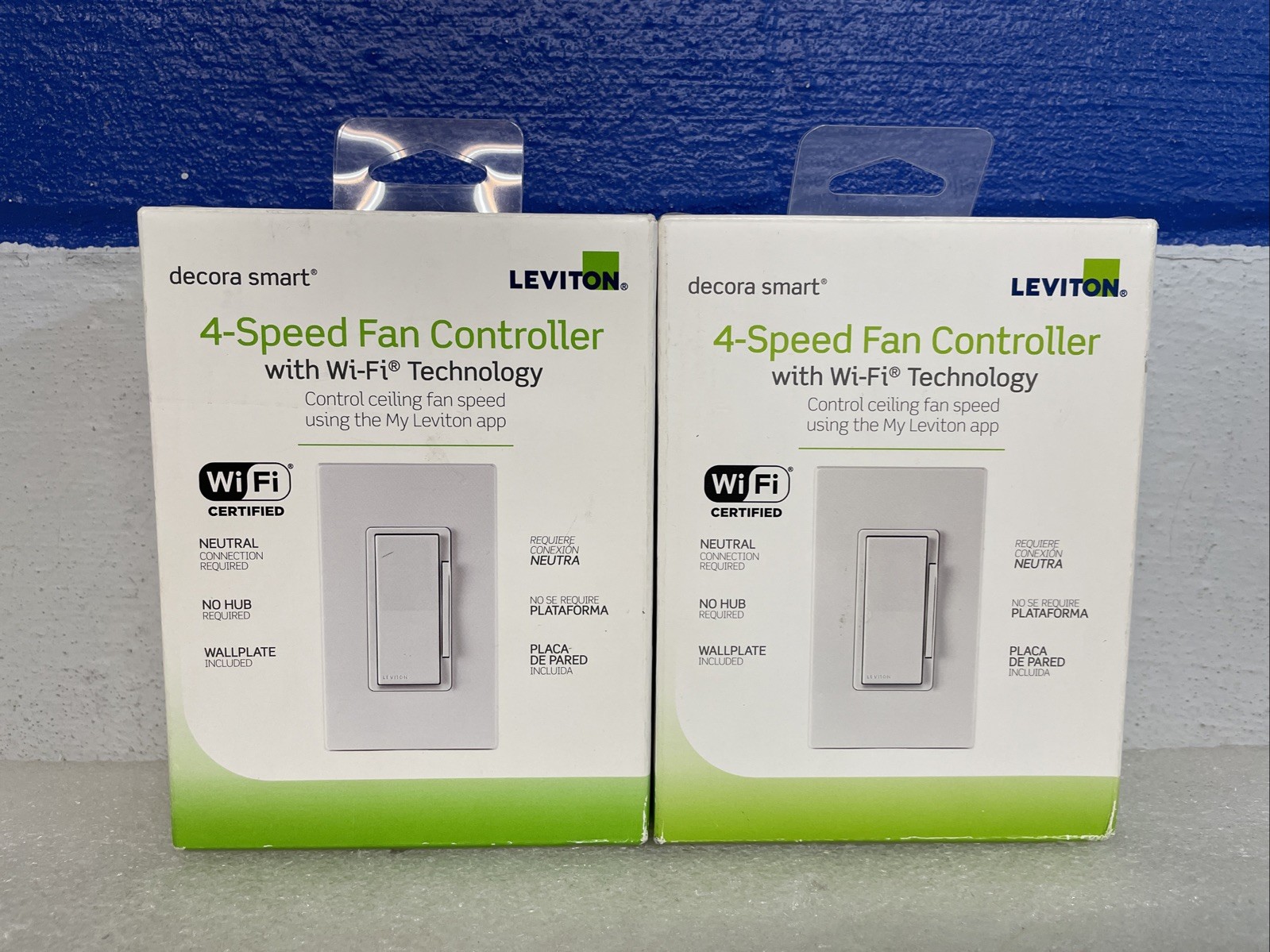 Leviton Decora Smart 4-Speed Ceiling Fan Controller Wi-Fi DW4SF-1RW Lot Of 2 New
