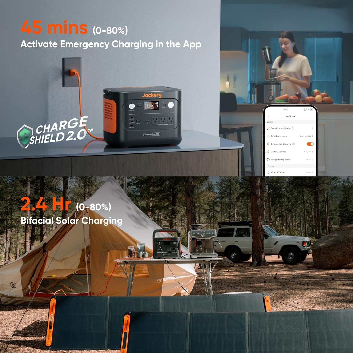 1000 v2 Portable Power Station,1070Wh LiFePO4 Battery,1500W AC/100W USB-C Output