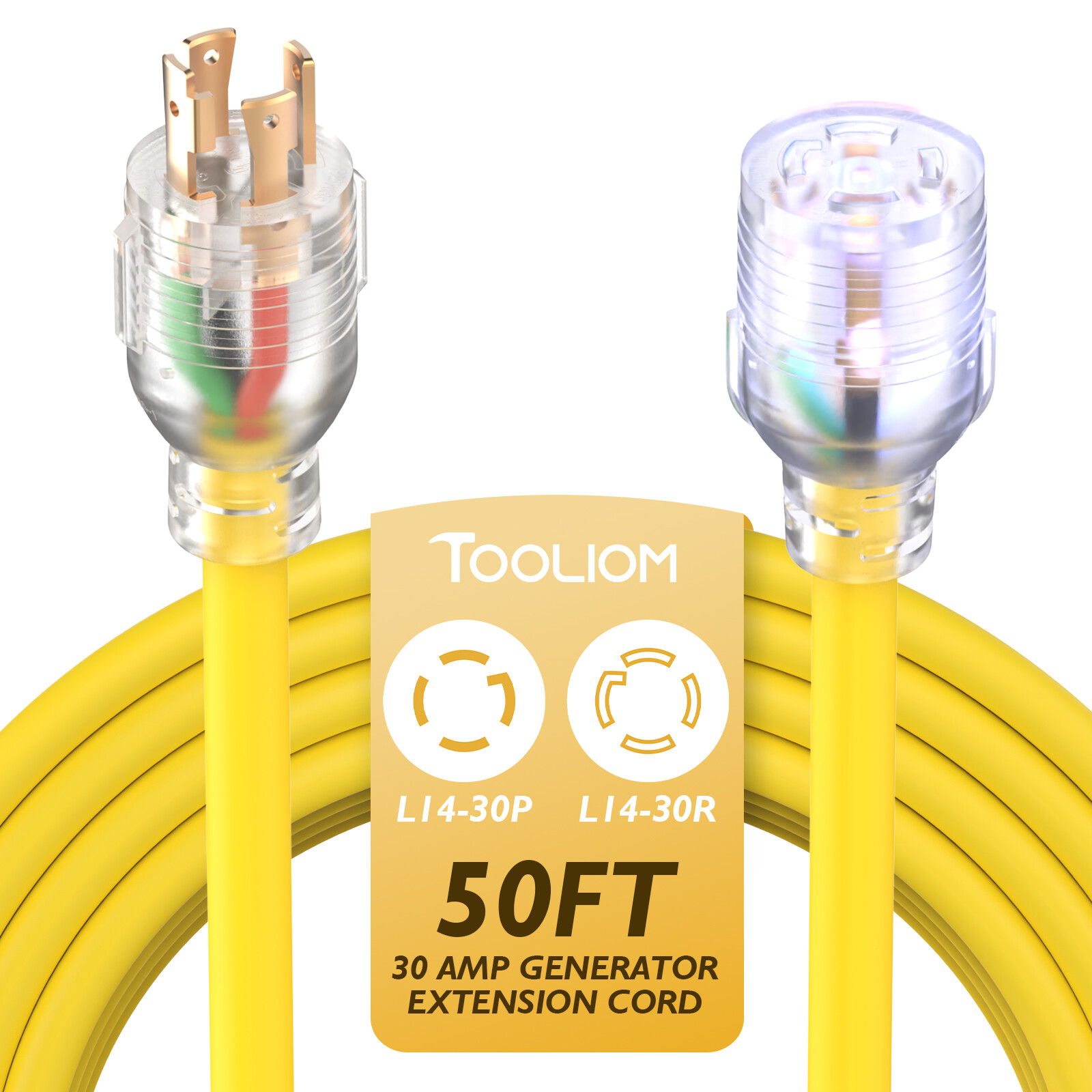 30A 125/250V 3750W Generator Power Extension Cord/Adapter L14-30P / L14-30R 50ft
