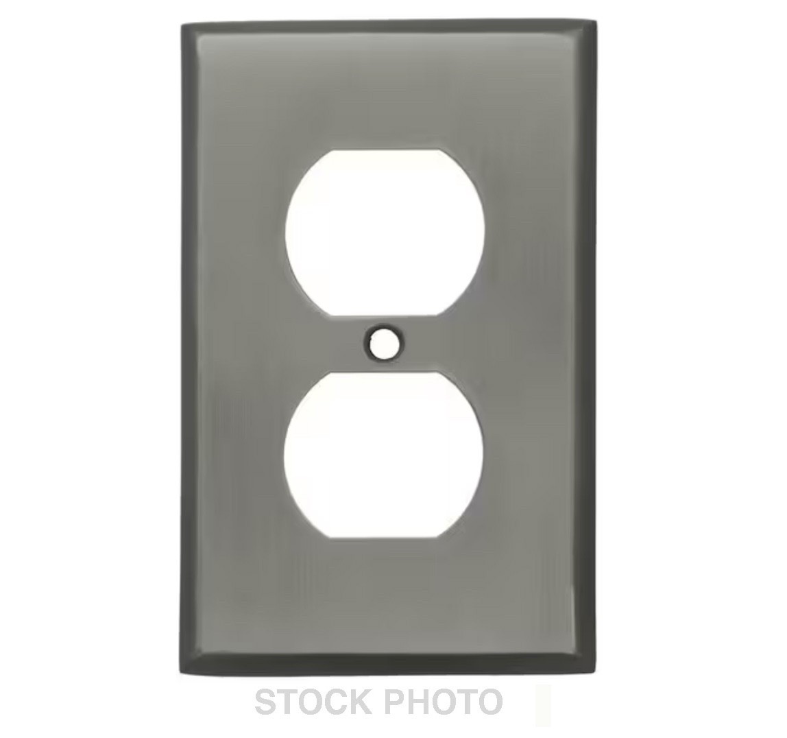 Traditional Forged Brass Single Gang Duplex Cover, Antique Pewter (Rejuvenation)