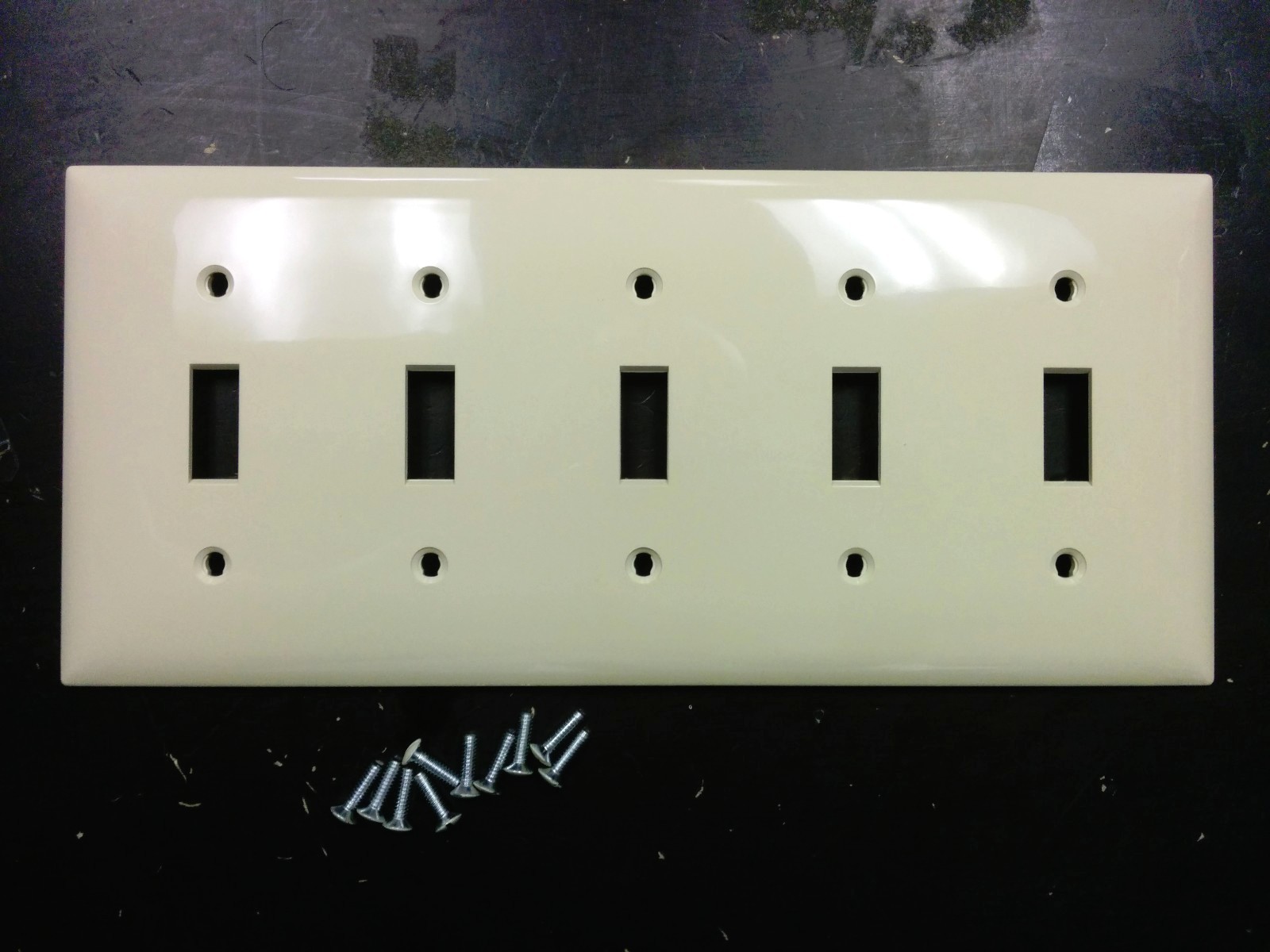 1 pc 5-Gang Toggle Switch Wall Plate Cover IVORY Five Unbreakable Lexan Plastic