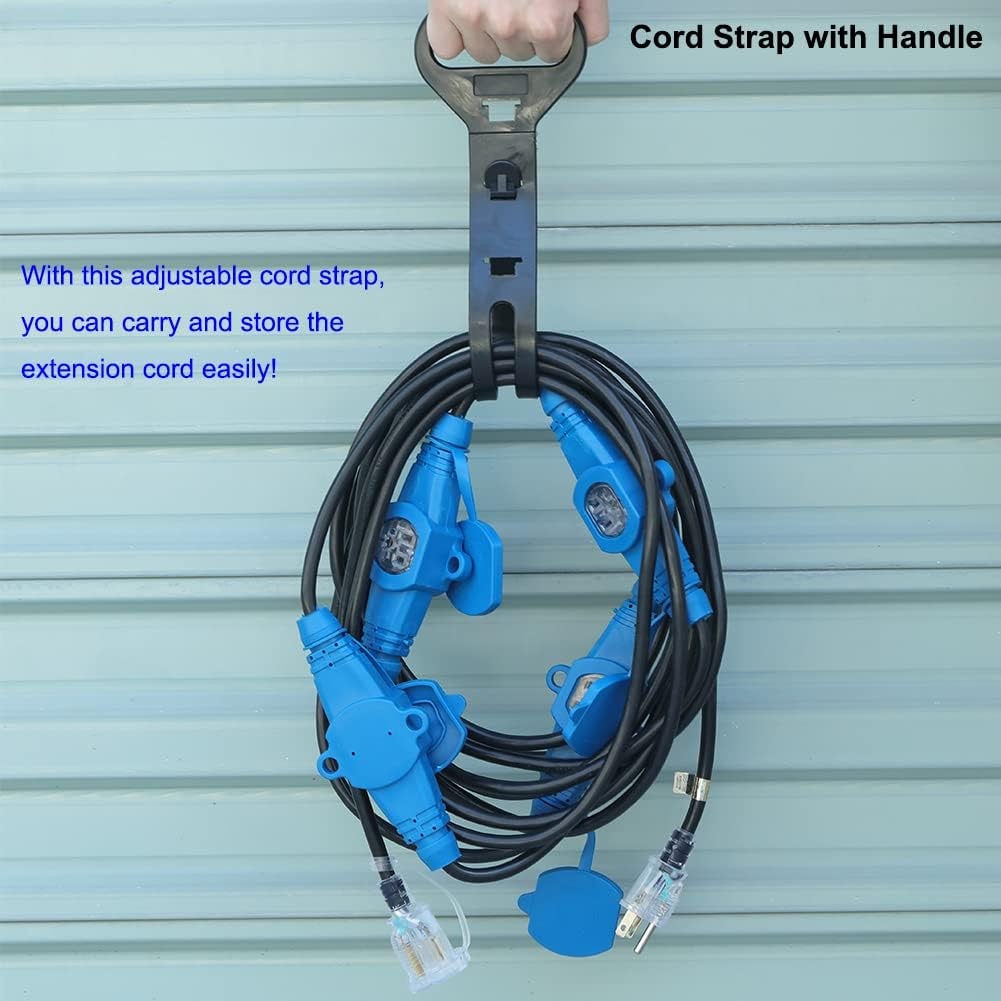 50 Feet Multi Outlet Extension Cord 12 Gauge 7 Nema 5-15R Evenly Spaced Outlets